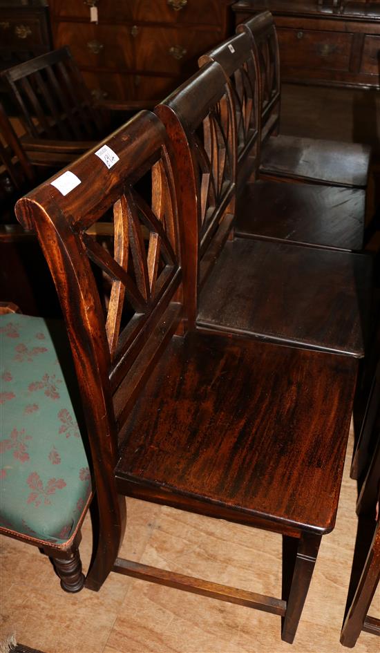 Six oak dining chairs